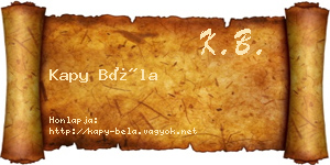 Kapy Béla névjegykártya